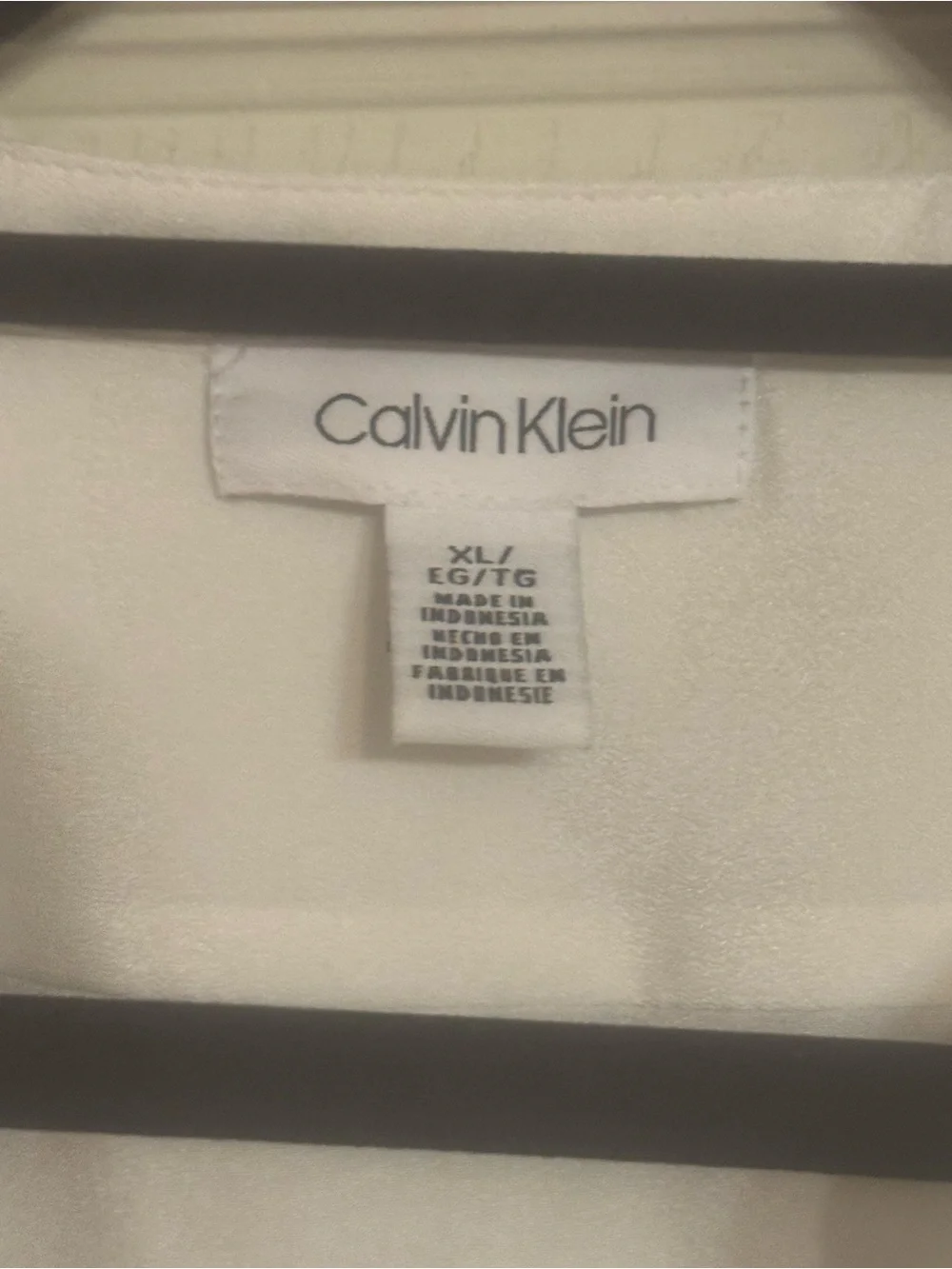 Calvin Klein White Button-Down Blouse with Gold Zippers & Gold Buttons - XL